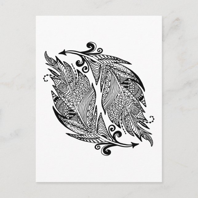 Inspirierte Federn Postkarte (Vorderseite)