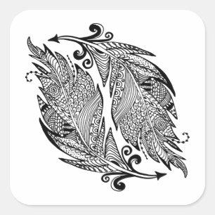 Inspirierte Federn Quadratischer Aufkleber