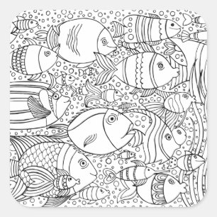 Inspirierte Fischschule Quadratischer Aufkleber