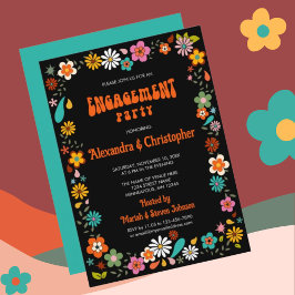 inspirierte Funky Black-Hintergrund-Verlobung der Einladung