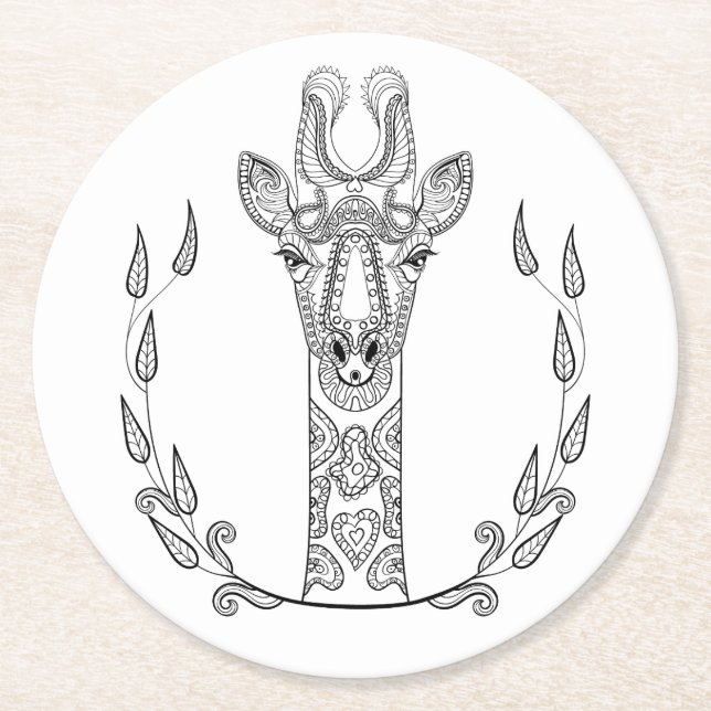 Inspirierte Giraffe Runder Pappuntersetzer (Vorderseite)