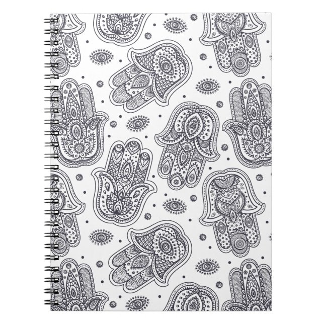 Inspirierte Hand gezeichnetes Hamsa Notizblock (Vorderseite)