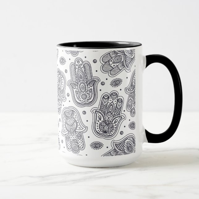 Inspirierte Hand gezeichnetes Hamsa Tasse (Rechts)