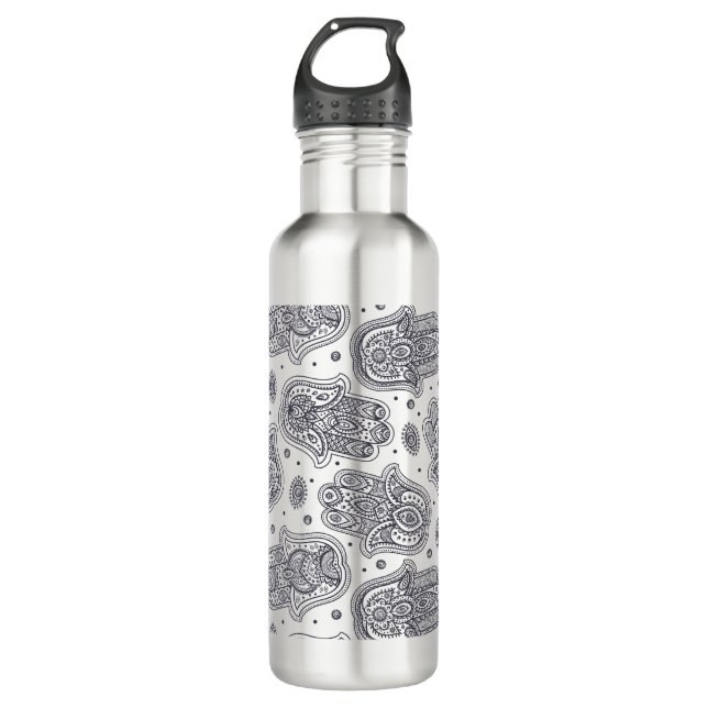 Inspirierte Hand gezeichnetes Hamsa Trinkflasche (Vorderseite)