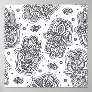Inspirierte Handzeichnung Hamsa 2 Poster