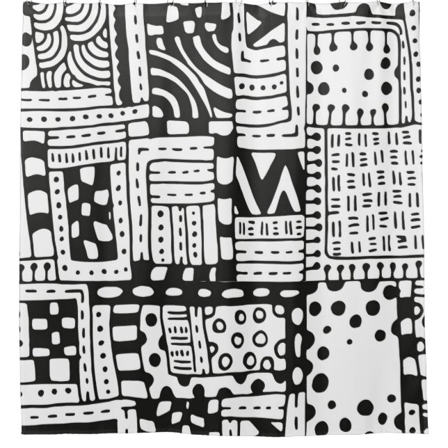 Inspirierte indische abstrakte Zahlen Duschvorhang (Vorderseite)