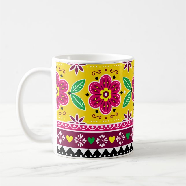 Inspirierte indische oder pakistanische LKW-Kunst Kaffeetasse (Links)