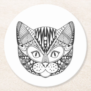 Inspirierte Katze Runder Pappuntersetzer