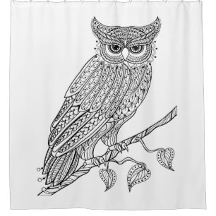 Inspirierte magische Eule, die auf Niederlassung Duschvorhang