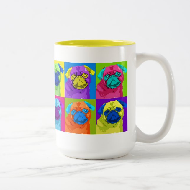 inspirierte Mops-Tasse Zweifarbige Tasse (Rechts)