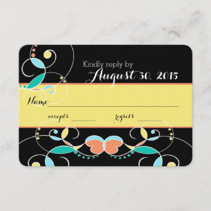Inspirierte Reaktion von Country Folk RSVP Karte