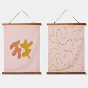 Inspirierte Rosa und Rostmut Wandteppich Mit Holzrahmen