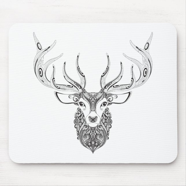 Inspirierte Rotwild-gehörnter Kopf Mousepad (Vorne)