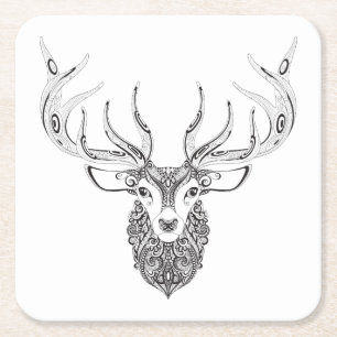 Inspirierte Rotwild-gehörnter Kopf Rechteckiger Pappuntersetzer