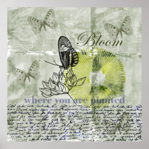 Inspirierte Schmetterlings-Blüte Poster