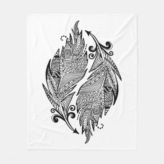 Inspirierte Skizze der Federn Fleecedecke (Vorderseite)