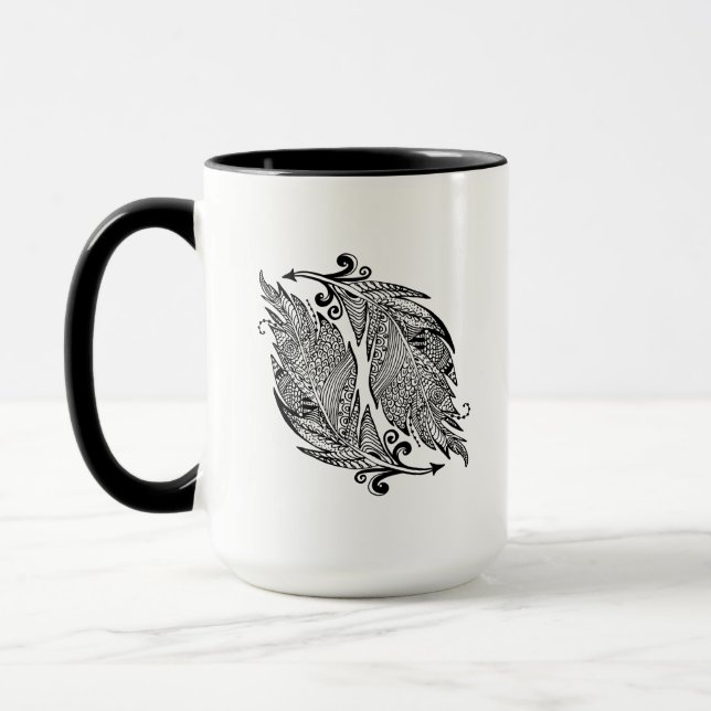 Inspirierte Skizze der Federn Tasse (Links)