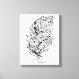 Inspirierte Stammes- Feder 6 Leinwanddruck