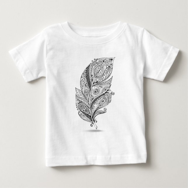 Inspirierte Stammes- Feder Baby T-shirt (Vorderseite)