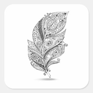 Inspirierte Stammes- Feder Quadratischer Aufkleber
