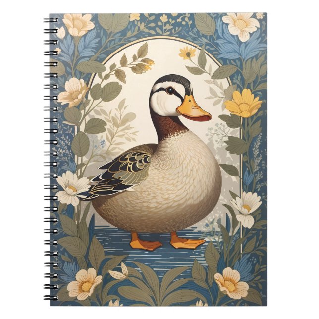 Inspirierte Vintage Blütennatur von niedlichen Ent Notizblock (Vorderseite)