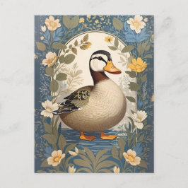 Inspirierte Vintage Blütennatur von niedlichen Ent Postkarte