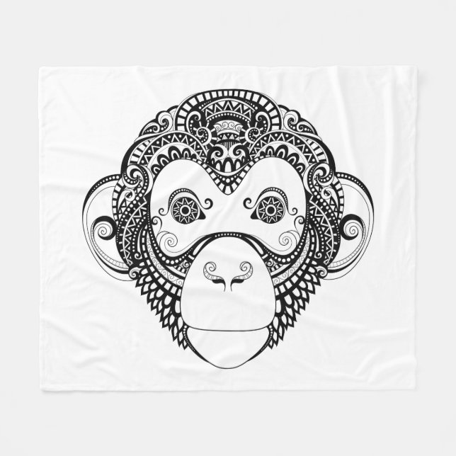 Inspirierter Affe-Entwurf Fleecedecke (Vorderseite (Horizontal))