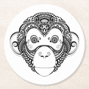 Inspirierter Affe-Entwurf Runder Pappuntersetzer