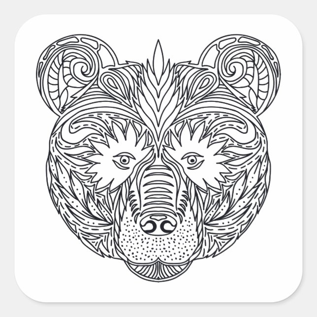 Inspirierter Bär Quadratischer Aufkleber (Vorderseite)