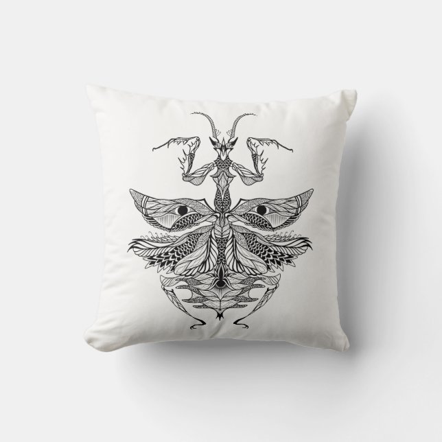 Inspirierter betender Mantis Kissen (Vorderseite)