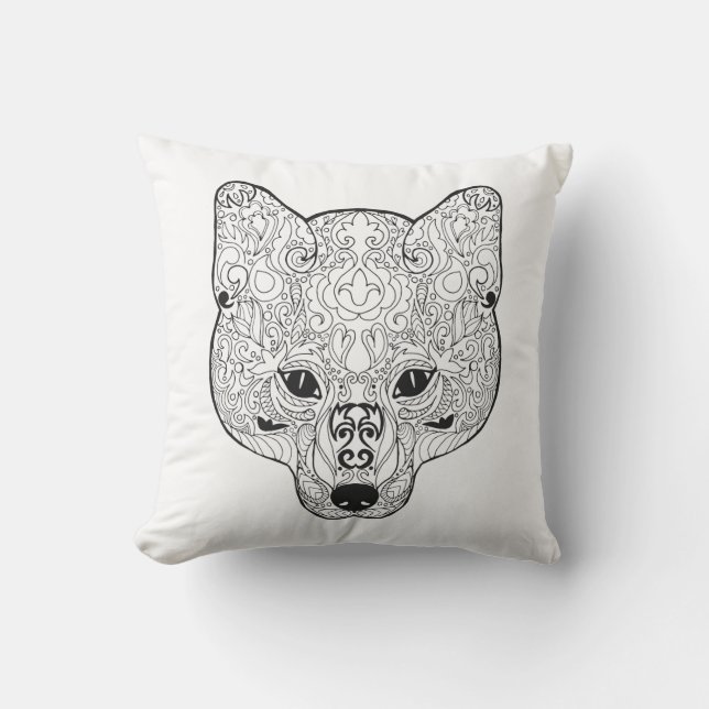 Inspirierter Fox-Kopf Kissen (Vorderseite)
