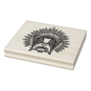 Inspirierter französischer Bulldog-Bonnet im Krieg Gummistempel