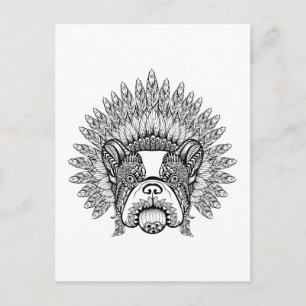 Inspirierter Französischer Bulldogge in Kriegsbonn Postkarte