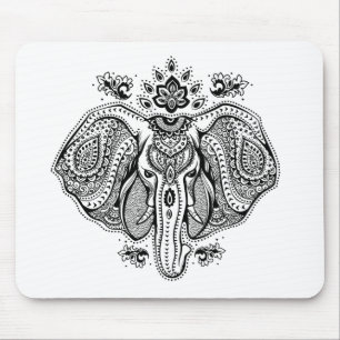 Inspirierter indischer Elefant im Vintage-Stil Mousepad