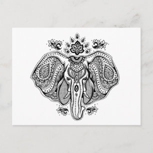 Inspirierter indischer Elefant im Vintage-Stil Postkarte