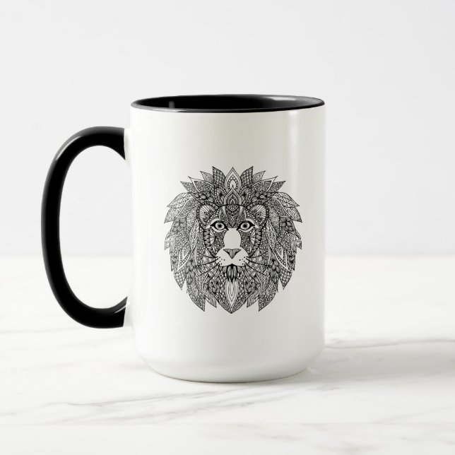 Inspirierter Löwe-Kopf 4 Tasse (Links)