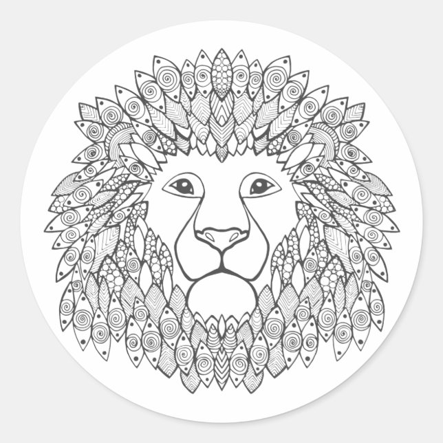 Inspirierter Löwenkopf 3 Runder Aufkleber (Vorderseite)