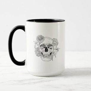 Inspirierter Schädel und Blumen Tasse