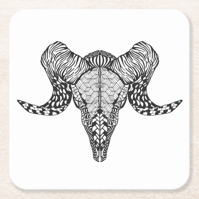 Inspirierter Schaf-Schädel Rechteckiger Pappuntersetzer (Vorderseite)