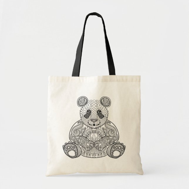 Inspirierter Stammes- Panda Tragetasche (Vorne)