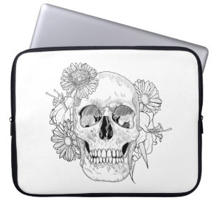 Inspirierter Totenkopf und Blumen Laptopschutzhülle
