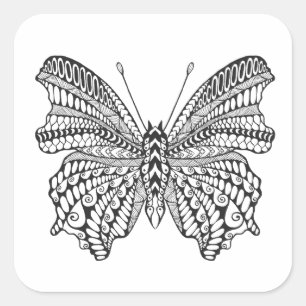 Inspirierter Tropenschmetterling Quadratischer Aufkleber