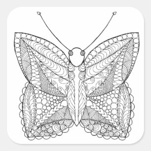 Inspirierter tropischer Entwurfs-Schmetterling Quadratischer Aufkleber