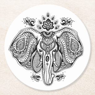 Inspirierter Vintage-Indelefant Runder Pappuntersetzer
