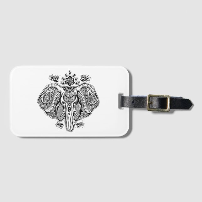 Inspirierter Vintager indischer Elefant Gepäckanhänger (Vorderseite (Horizontal))