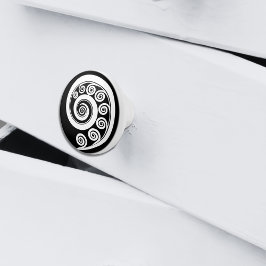 Inspirierter weißer schwarzer Botanischer Heckfuß Keramikknauf