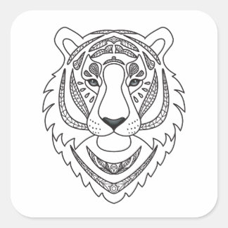 Inspirierter Weißtiger Quadratischer Aufkleber