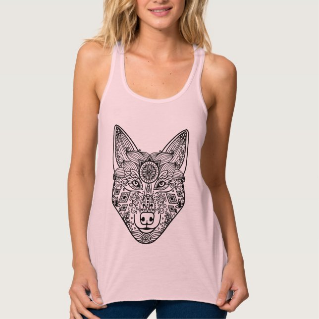 Inspirierter Wolf-Kopf Tank Top (Vorderseite)
