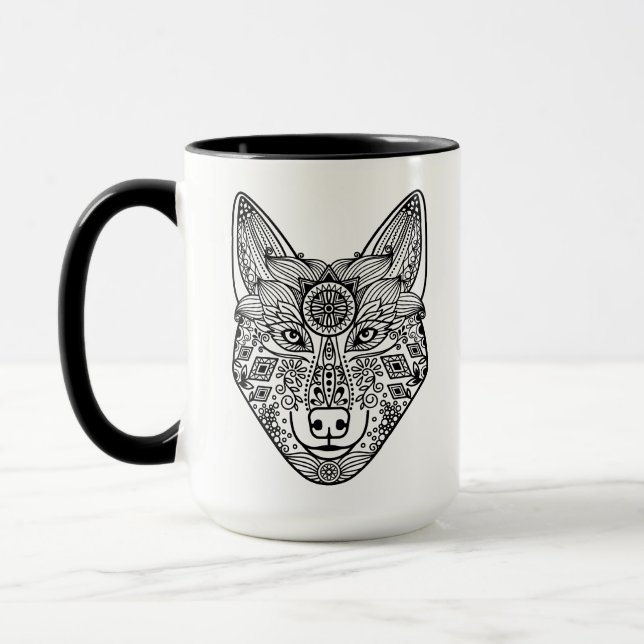 Inspirierter Wolf-Kopf Tasse (Links)
