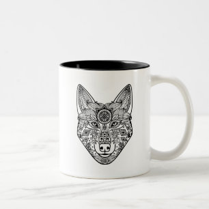Inspirierter Wolf-Kopf Zweifarbige Tasse